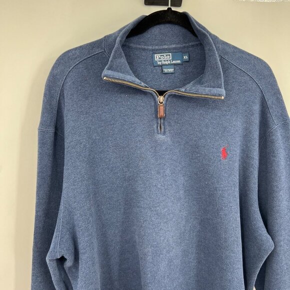 Vintage Polo Ralph Lauren Blue Quarter Zip Sweater men's size Extra Large Blue - Picture 7 of 10